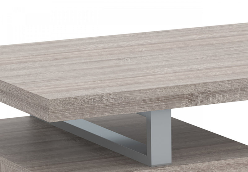 Bureau D’etude 47,25 Po Pour Bureau A Domicile Ou Salle De Jeux – Taupe Fonce Avec 3 Tiroirs Et Base En Metal Argente
