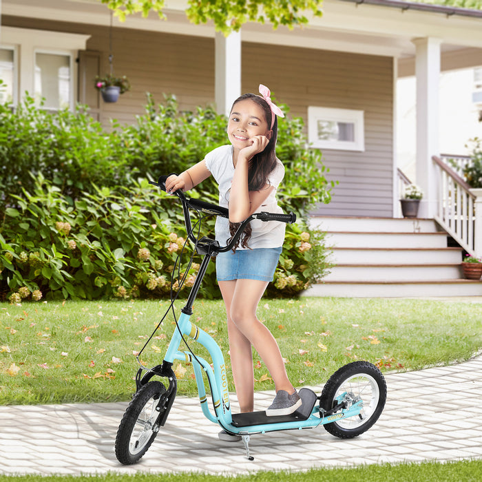 Aosom Trottinette Pour Enfants Scooter Roues Avant Et Arriere Etrier Double Freins 12 Pouces Gonflable Jouet Pour 5 Ans Et Plus