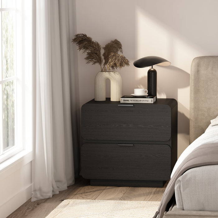 Table de nuit contemporaine moderne Chrystie 66 cm en noir (2 tiroirs)