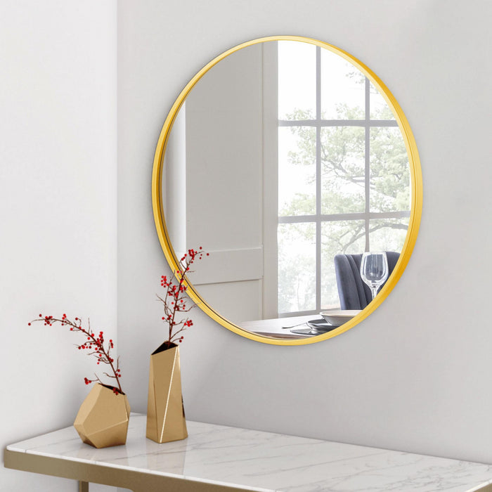 Miroir rond Arcus 36 po x 36 po fabriqué à la main - doré