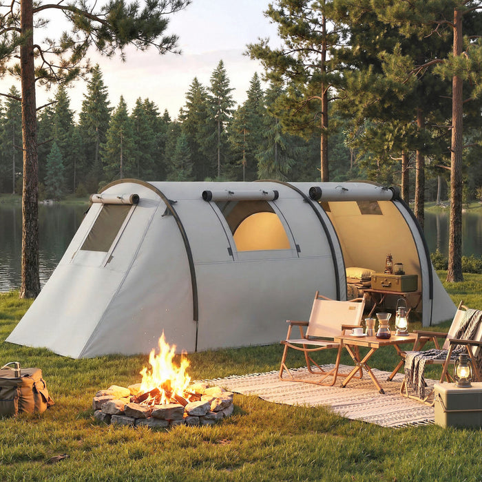 Outsunny Tente de Camping 3-4 Personnes avec 2 Pieces, Tente Familiale Impermeable