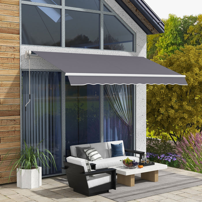 Outsunny Auvent Retractable Manuel Pare-soleil, Gris Fonce
