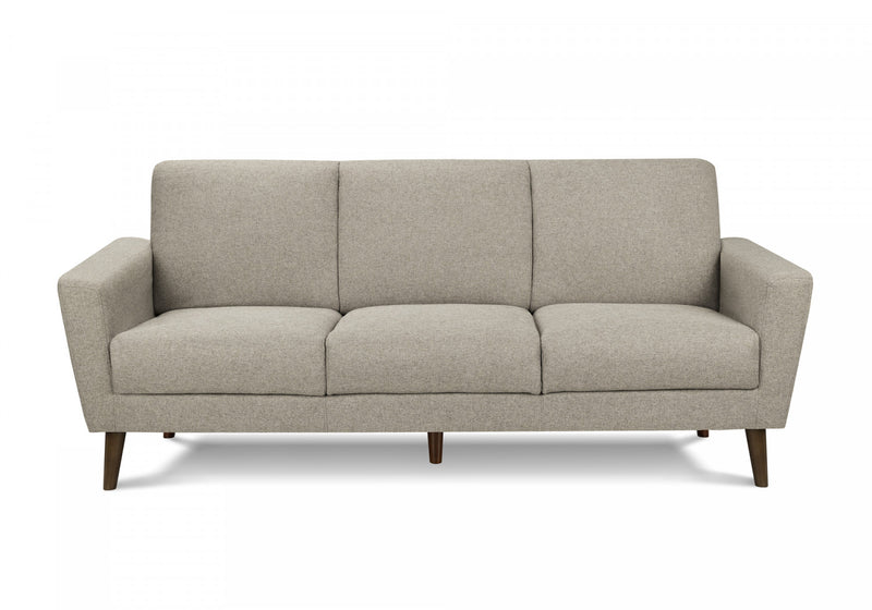 Sofa Rembourre, 77\"L, Tissu Marron Clair, Pieds En Bois Massif, Contemporain, Moderne