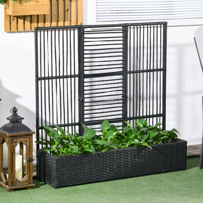 Outsunny Jardiniere En Rotin Avec Treillis, Jardiniere Surelevee, Noir