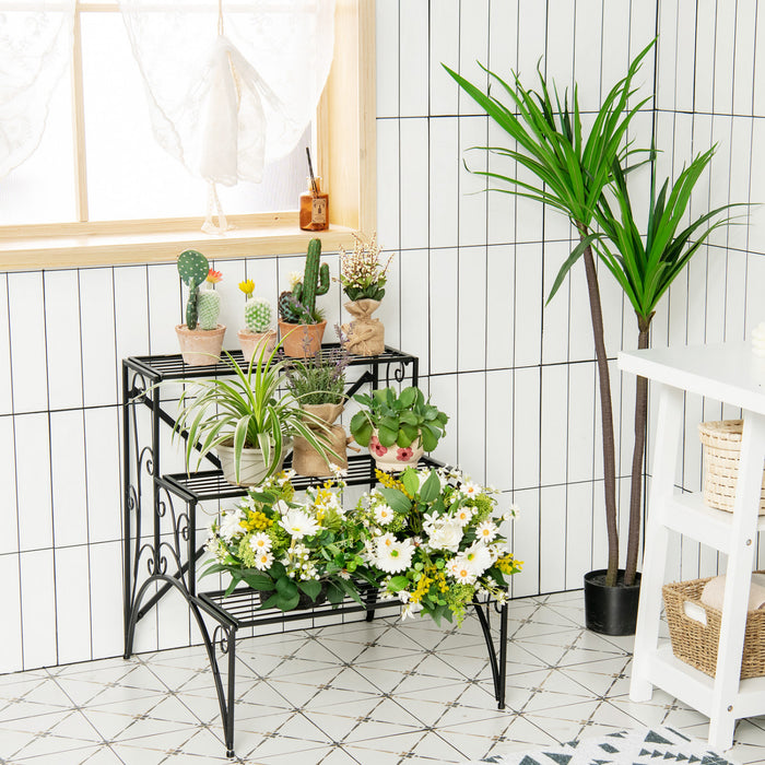 Costway 3 Etage Escalier Style Metal Plante Stand Etagere Jardin Pot De Fleurs Etagere D'affichage