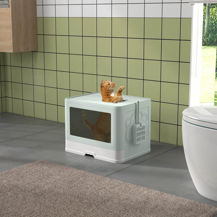 \nBac a litiere pliable PawHut pour chat avec couvercle