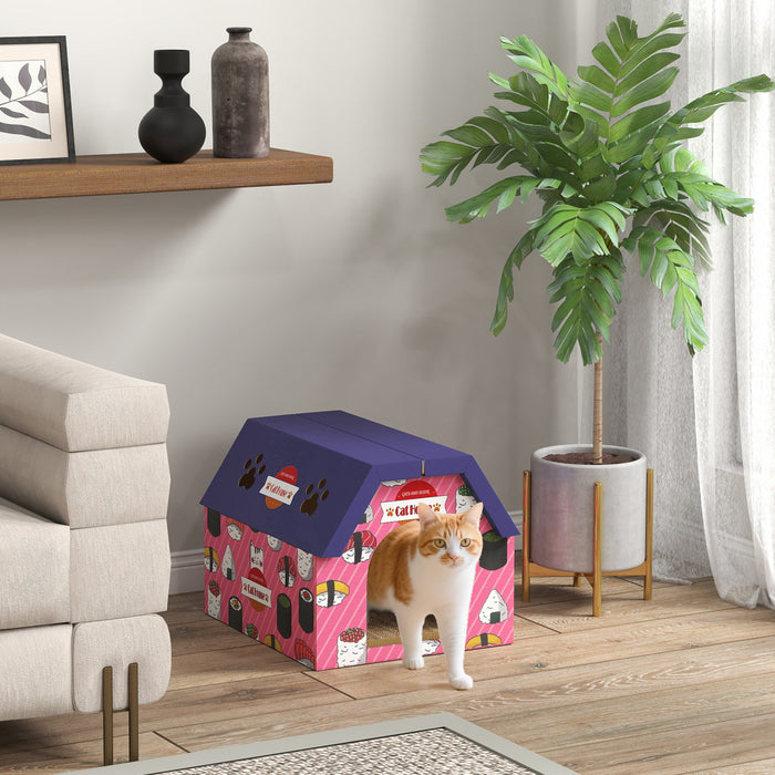 2-in-1 Cardboard Cat Scratching Pad with Vents Grass, Pink