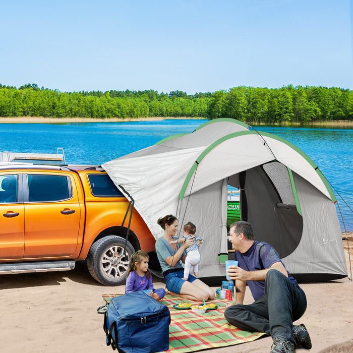 Outsunny Tente de camping pour voiture avec 3 portes, gris et vert