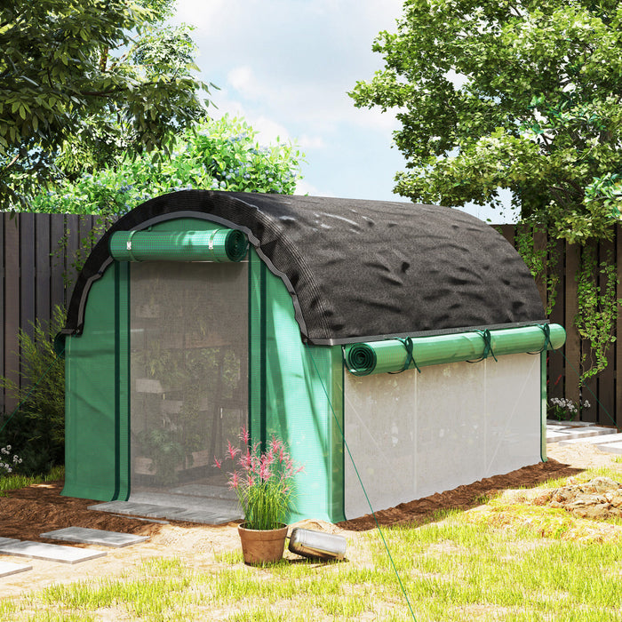 Outsunny Serre tunnel, serre de jardin avec toile d'ombrage, vert