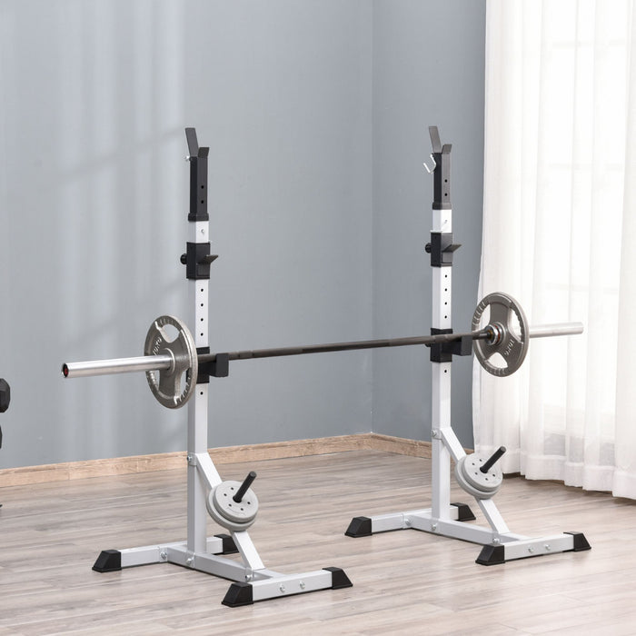 Soozier Paire Reglable De Support D'halterophilie Barbell Squat Rack