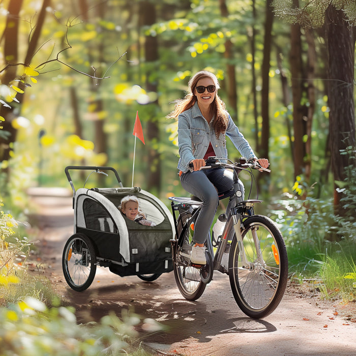 Aosom Remorque velo 2 en 1 pour enfants, porte-bebe pliable, noir