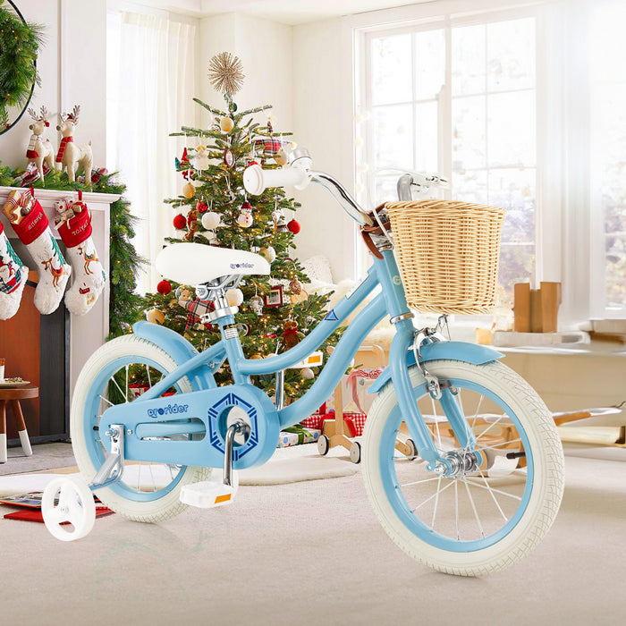 Prorider 14\" Velo Enfant Avec Roues D'entrainement Reglable Guidon Siege Frein A Main Bleu