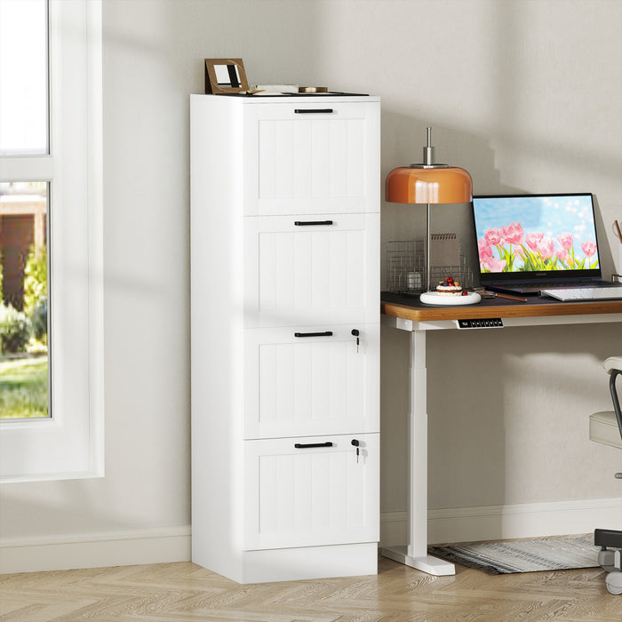 HOMCOM Classeur a 4 tiroirs avec serrure pour lettre A4, Blanc
