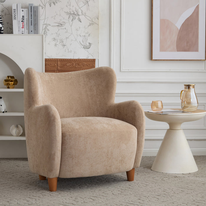 Sophia Fauteuil confortable rembourre avec dossier a oreilles, camel clair