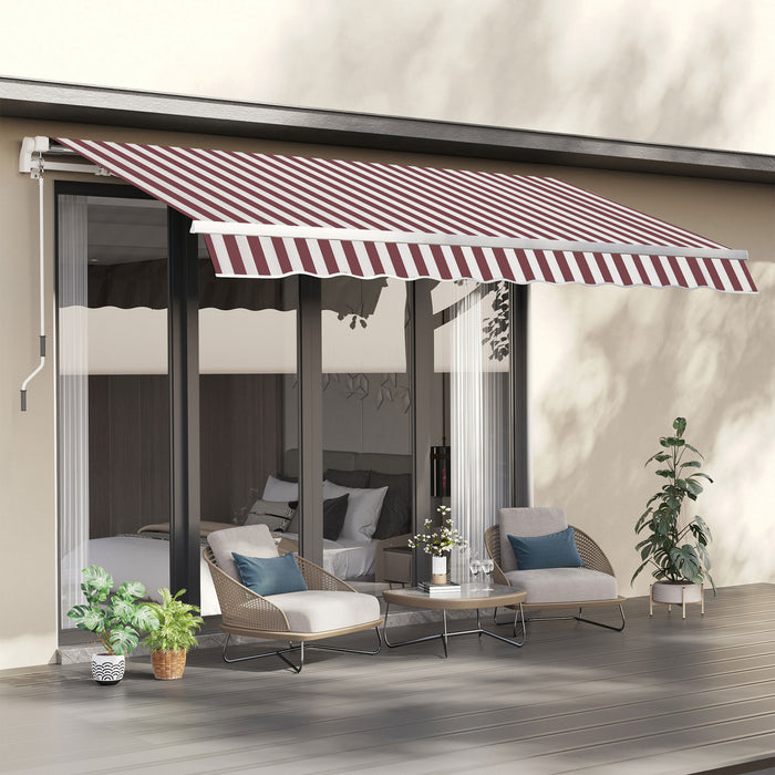 Outsunny Couverture De Remplacement En Tissu Pour Store Retractable De 12' X 10' Protection Contre Les Uv Rouge Et Blanc
