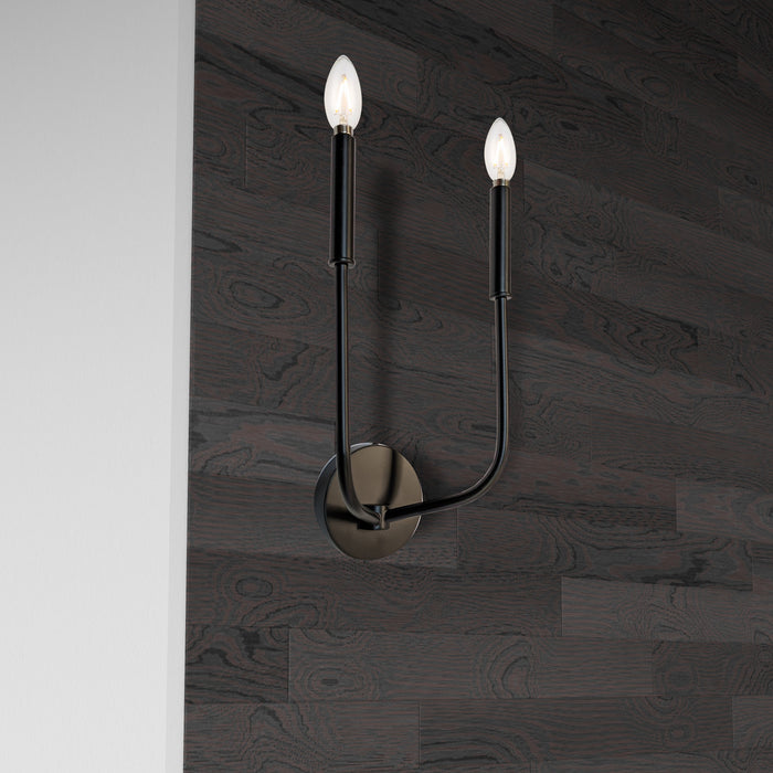 Applique murale Eleanor de Dainolite avec fini noir mat et 2 ampoules