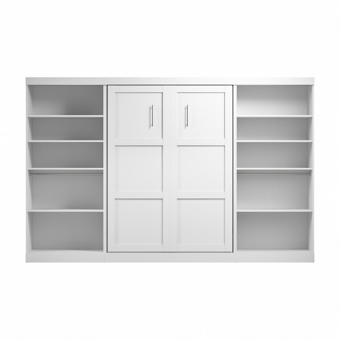 Lit double escamotable Pur de Bestar de 131 po (L) avec 2 meubles à tablettes - blanc