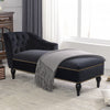 Serena Velvet Chaise Lounge with Button Tufting and Nailhead Trim, Black | Serena Chaise Longue en Velours a Capitonnage Boutonne et Clous Decoratifs, Noir