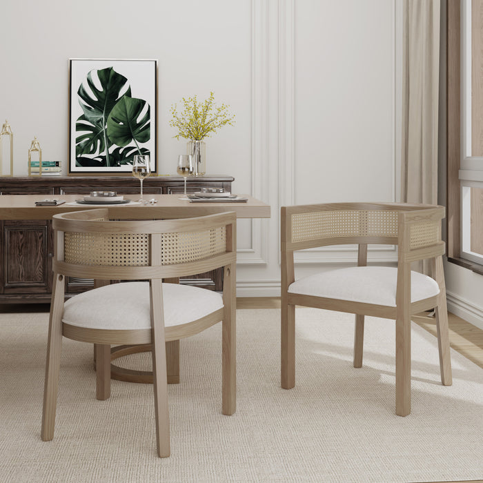 Ensemble De 2 Chaises De Salle À Manger Lance Avec Dossier En Rotin Et Siège En Forme De U - Frêne Naturel
