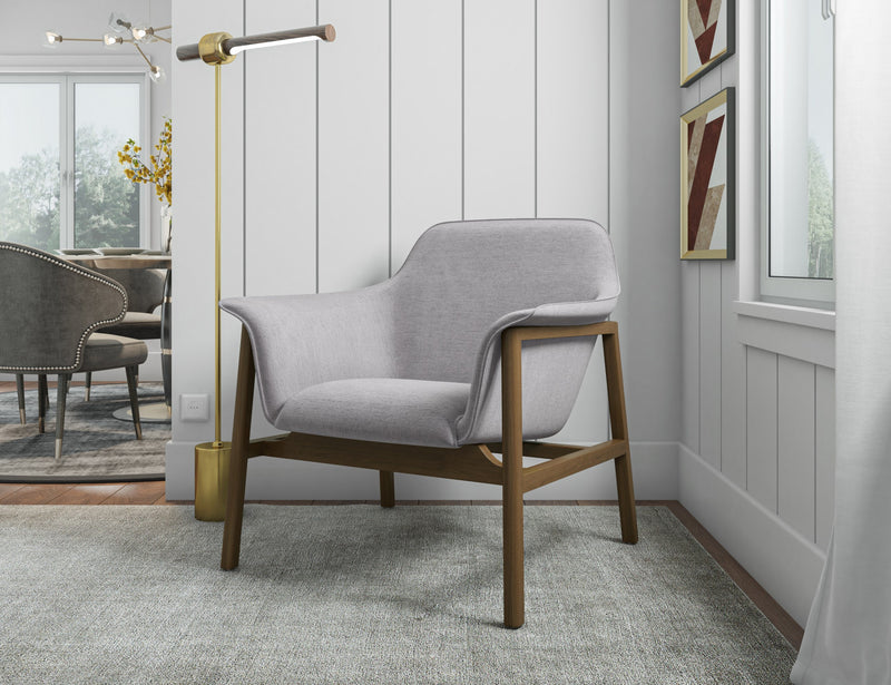 Fauteuil d’appoint Miller style milieu du siecle en tissu lin gris – Lot de 2