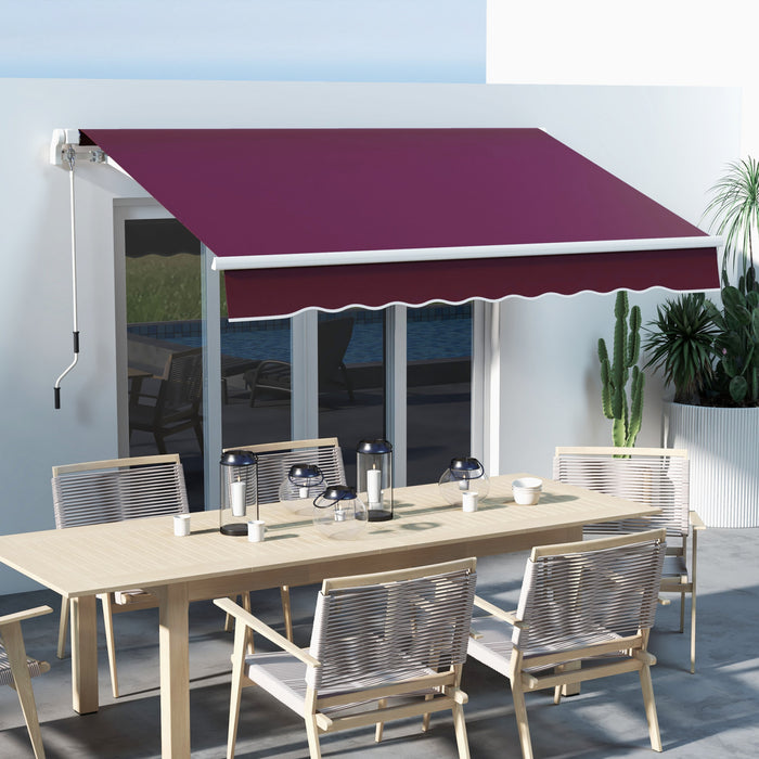 Outsunny Auvent Retractable 10' X 8' Avec Lumieres Led, Uv40+, Rouge Vin