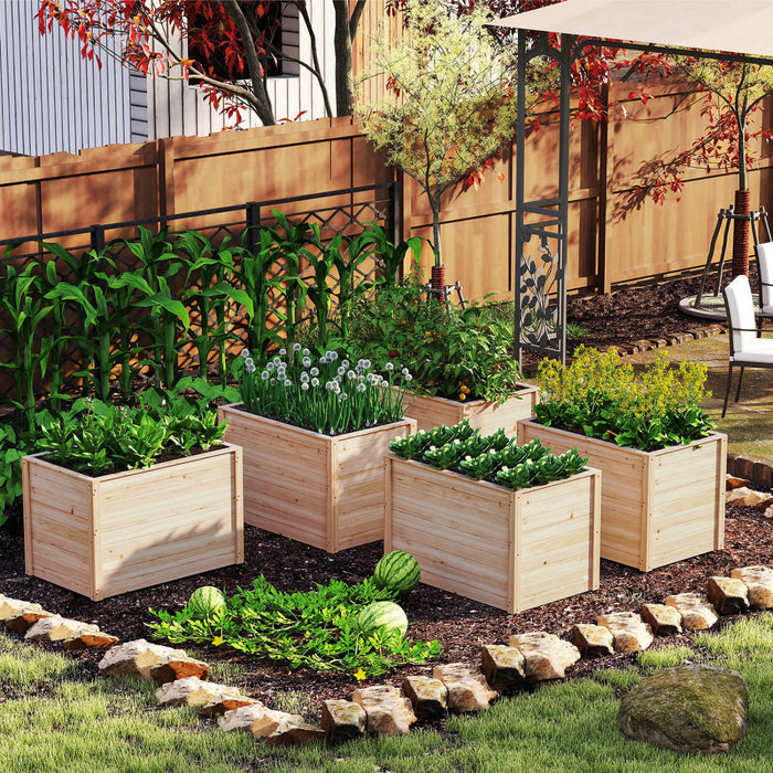 Boite De Planteur Elevee Costway 2 Pcs Avec Base Ouverte Pour Legumes Profondement Enracines