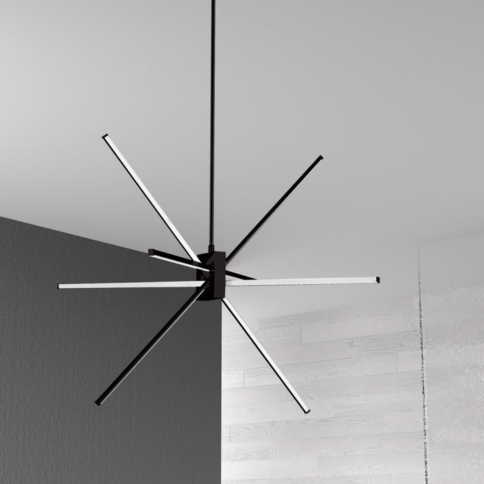 Lustre Summit de Dainolite en acrylique blanc qui diffuse la lumière, avec fini noir mat et ampoule à DEL de 46 W