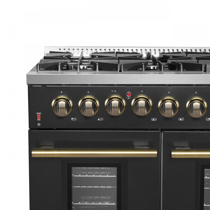 Cuisiniere a gaz Galiano de 48 po en noir, 6,58 pi³, doubles fours - FFSGS6244-48BLK