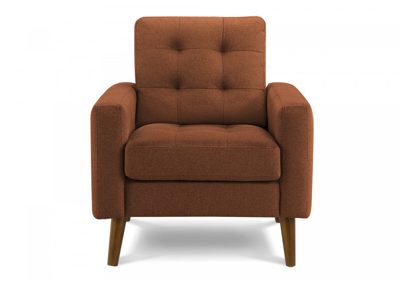 31\" De Large, Chaise D'Appoint Rembourre, Tissu Rouille, Pieds En Bois De Noyer