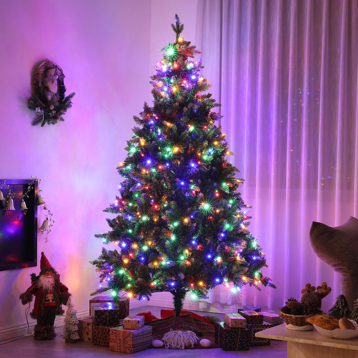HOMCOM Arbre de Noel artificiel pre-eclaire 6 pi avec lumiere LED bicolore