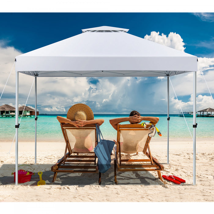 Costway 2-tier 10’ X 10’ Pop-up Canopy Tente Gazebo Instantane Reglable Porter Sac With Wheel