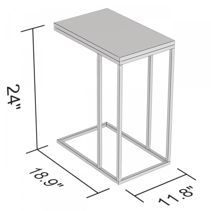 Table de bout en forme de C de 19 po avec armature en métal - ciment foncé