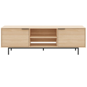 Meuble pour téléviseur Hamilton de Nordika de 70 po avec 2 armoires de rangement - chêne blond naturel