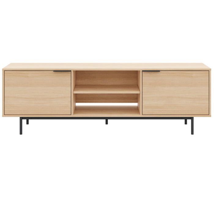 Meuble pour téléviseur Hamilton de Nordika de 70 po avec 2 armoires de rangement - chêne blond naturel