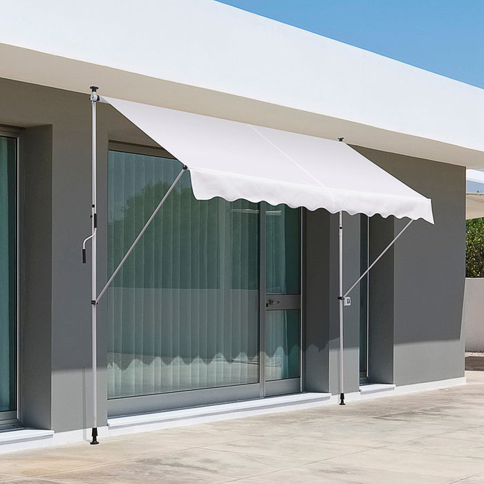 Outsunny Store Banne Manuel Retractable Inclinaison Et Hauteur Reglable Installation Rapide Metal Alu Polyester Anti-uv Blanc