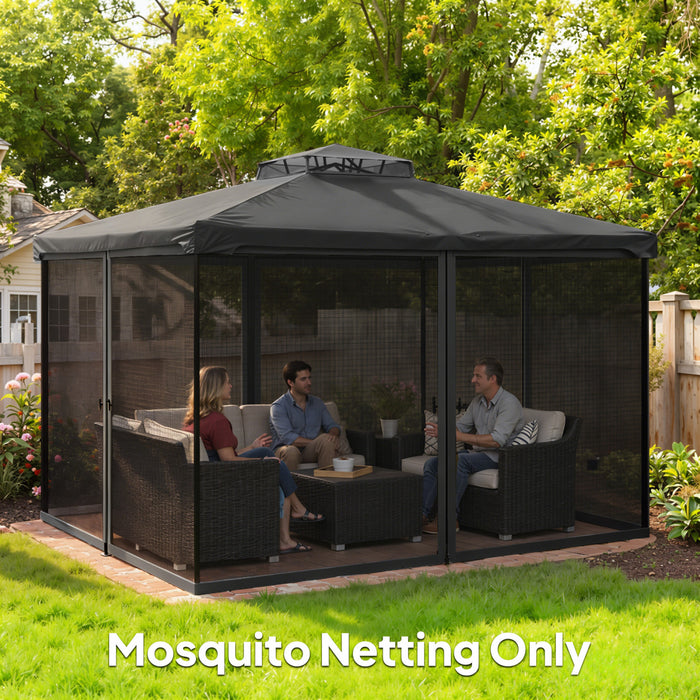 Outsunny Moustiquaire de Remplacement pour Gazebo 10' x 12', Noir