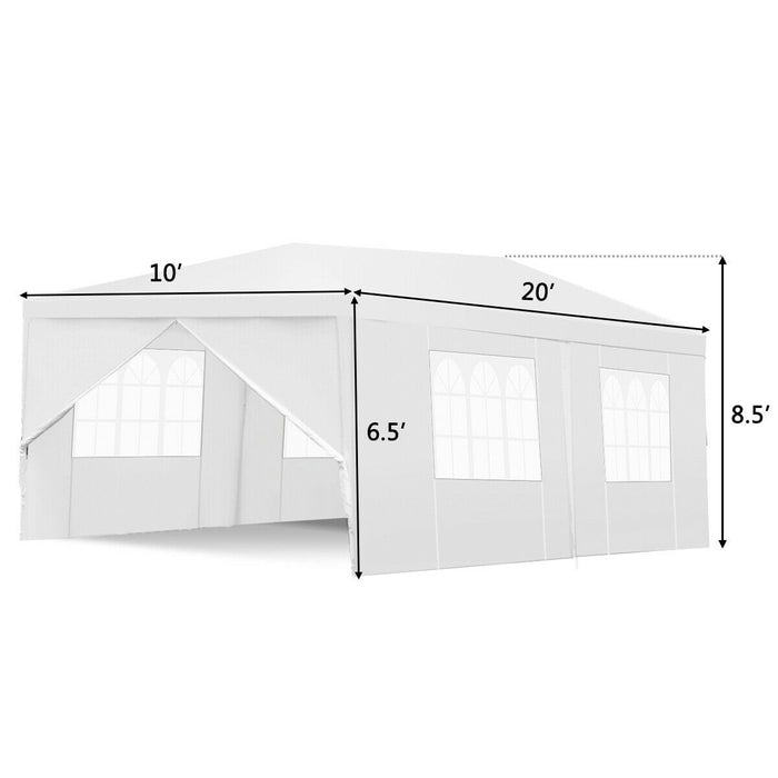 Costway Tonnelle Tente De Jardin Tente De Fete Tente De Reception Pavillon De Jardin Blanche Fenetres En Tube Acier Et Pe