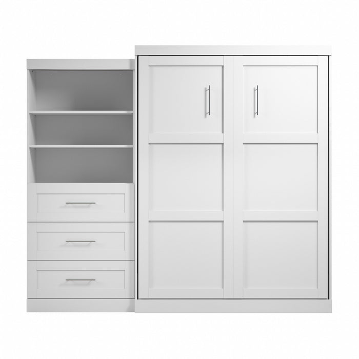 Grand lit escamotable mural Pur de Bestar de 101 po avec tablettes et tiroirs - blanc