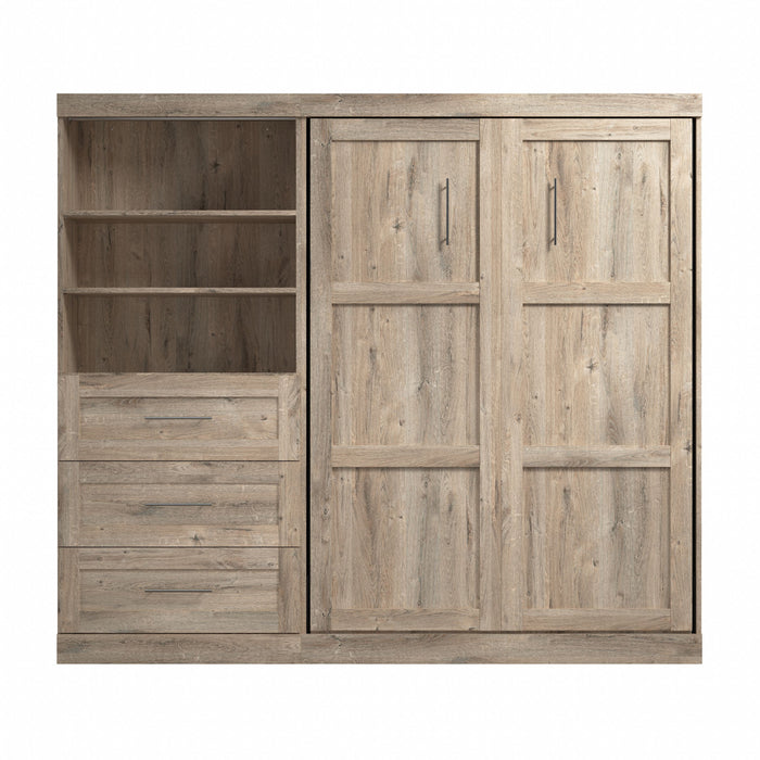 Lit double escamotable mural Pur de Bestar de 95 po avec tiroirs - brun rustique