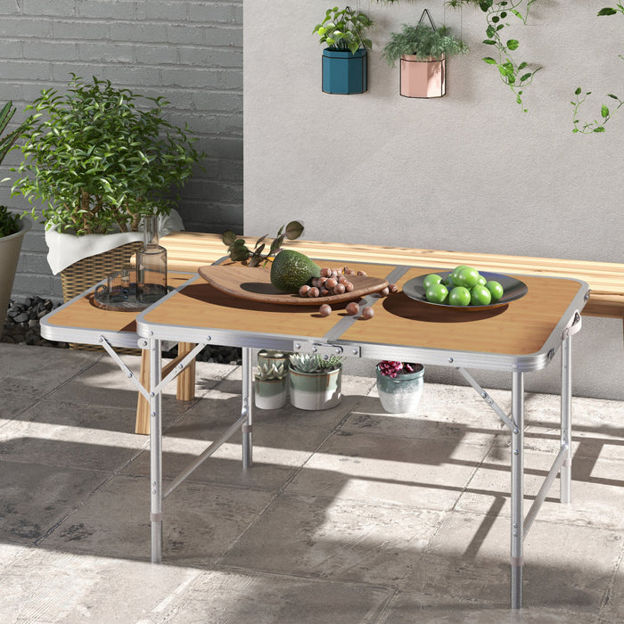 Outsunny Table de Pique-Nique Pliante 3ft avec Etagere Coulissante en Aluminium