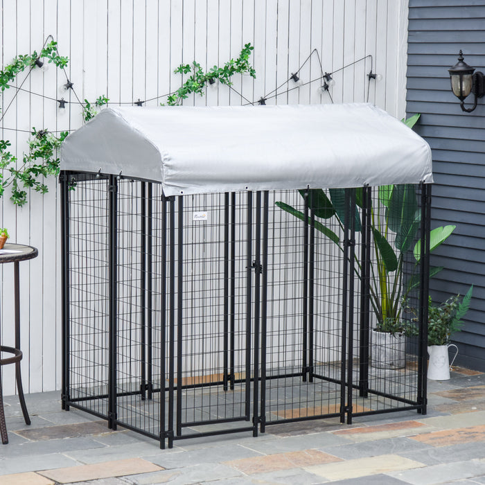 Pawhut 6' X 4' X 6' Grand Chenil Exterieur En Acier Avec Toit En Toile Oxford Resistant Aux Uv Et Verrou Securise