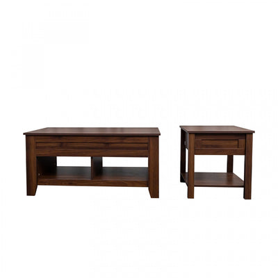 Strauss Lift-top Coffee & End Table Brown, Set Of 2 Occasional Table Package | Table Basse à Plateau Surélevé et Table de Bout Brun Strauss, 2 Mrcx