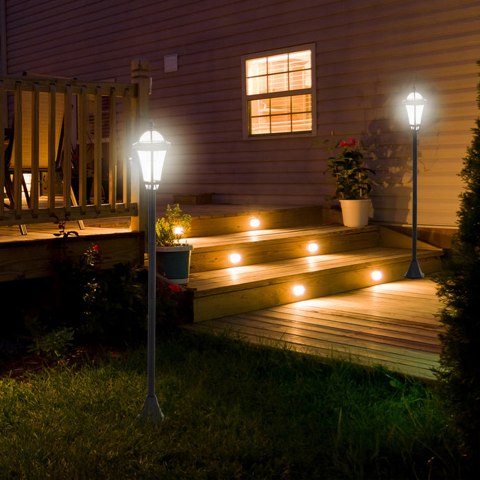 Outsunny 2 Pcs Led Lampes De Jardin Lampadaire Solaire Lanterne Patio Chemin Passerelle Exterieur Resistant A L'eau Commutateur Automatique 6-8 Heures Noir
