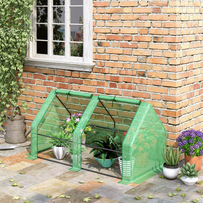 Outsunny Mini Serre De Jardin Serre A Tomates 180l X 90l X 90h Cm Acier Pe Haute Densite 140 G/mĠ Anti-uv 2 Fenetres Avec Zip Enroulables Vert