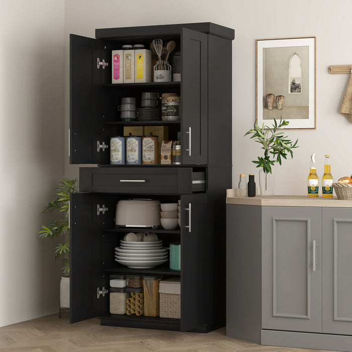 HOMCOM Garde-manger de cuisine moderne avec etageres, noir