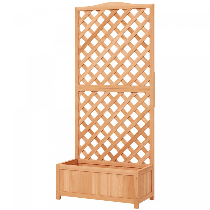 Outsunny Jardiniere surelevee avec treillis pour vigne grimpante, marron