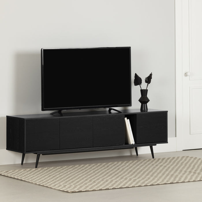 Meuble pour téléviseur Mezzy de 71 po avec portes - chêne noir