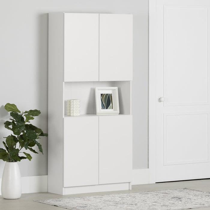 Liora Bibliotheque 4 Portes Et Rangement Ouvert - Blanc Solide