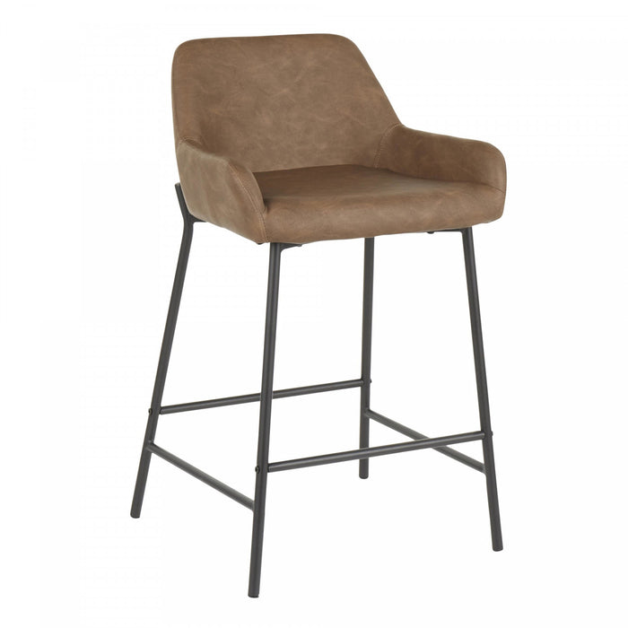 Tabouret industriel Daniella de hauteur comptoir en similicuir espresso - ensemble de 2