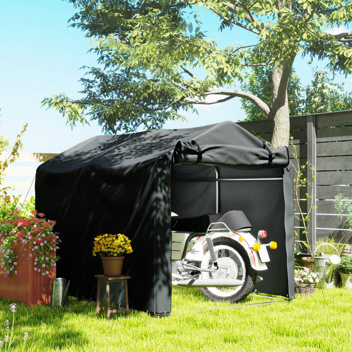 Outsunny Abri Exterieur, Tente De Moto Avec Porte Enroulable, Gris Fonce